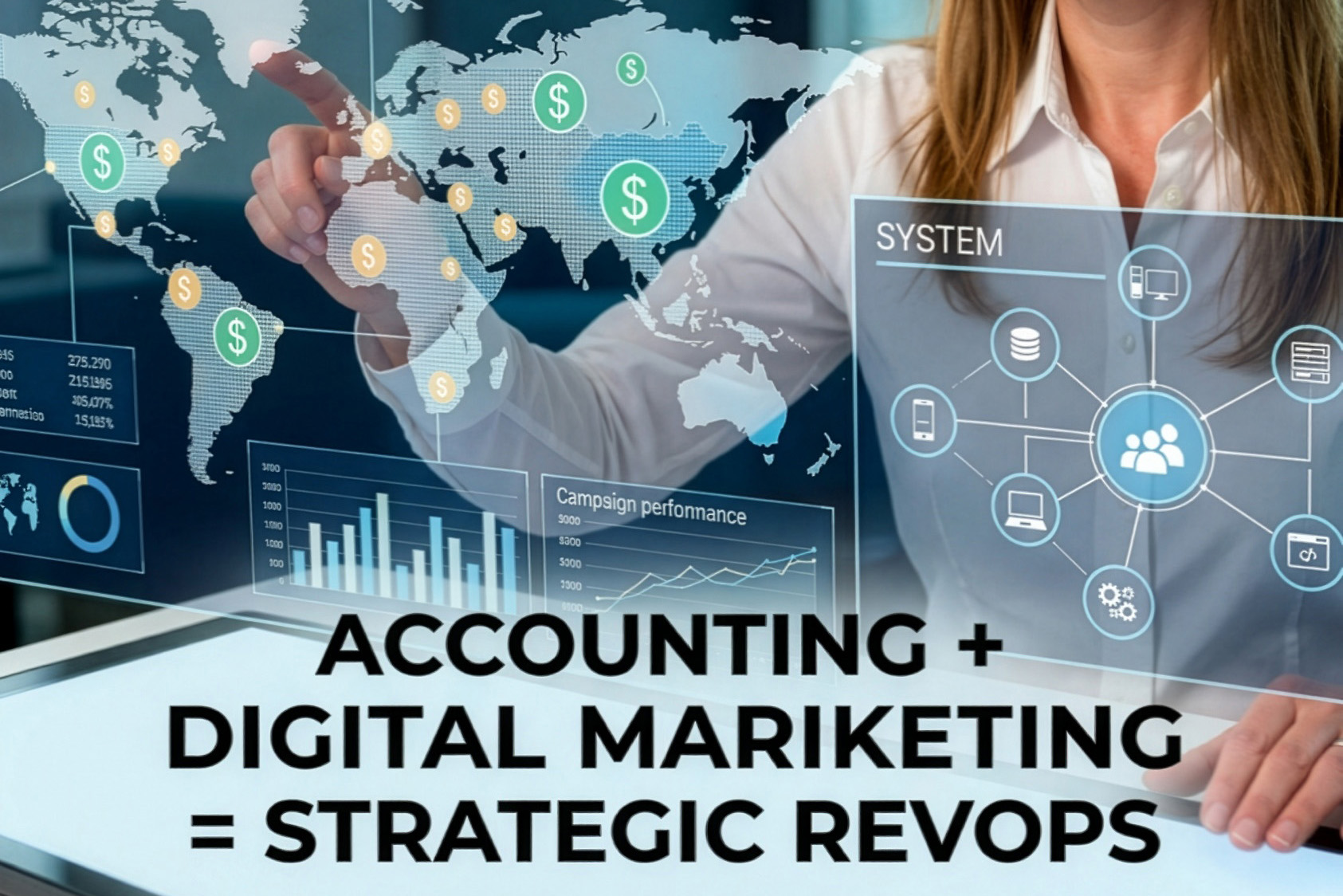 Abstract featured image for article about accounting, marketing, and revenue operations career strategy